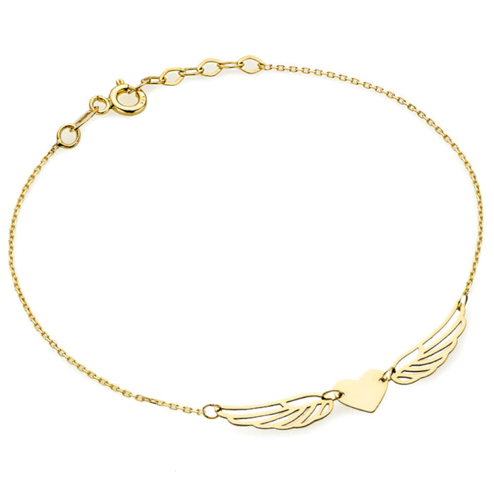 Brățară Delicată Inimă cu Aripi din Aur 14K