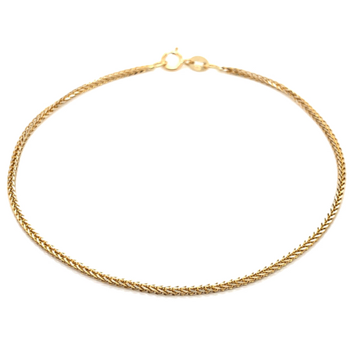 Brățară Aur 14K Model Coadă de Vulpe, Diamată, 18 cm, Lățime 1 mm