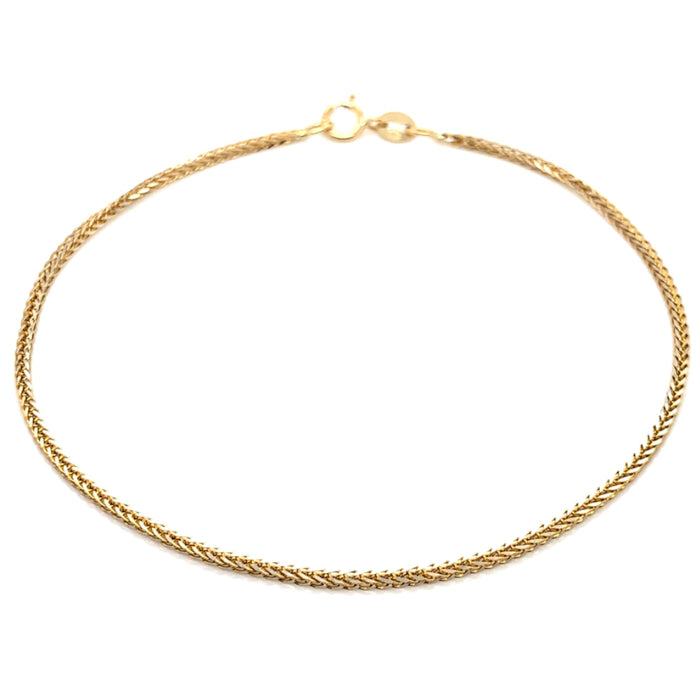 Brățară Aur 14K Model Coadă de Vulpe, Diamată, 18 cm, Lățime 1 mm