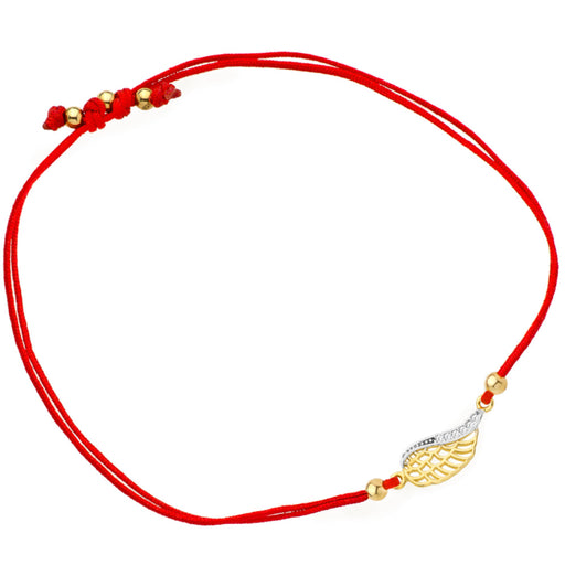 Bratara Aripa cu Zirconi pe Snur Rosu - Aur 14k