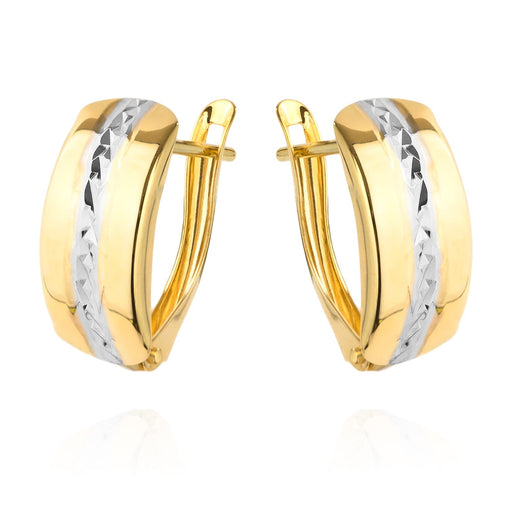 Cercei Din Aur Bicolor Texturați Rotunjiți