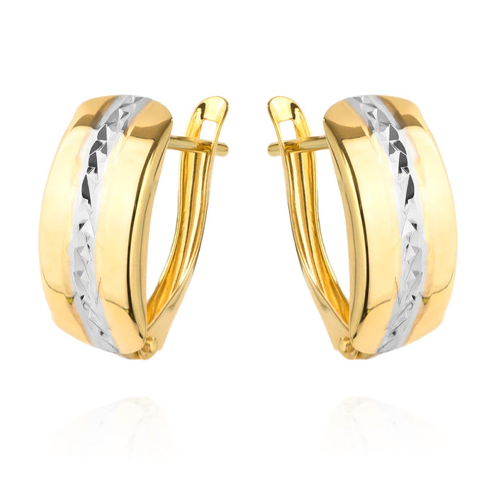 Cercei Din Aur Bicolor Texturați Rotunjiți