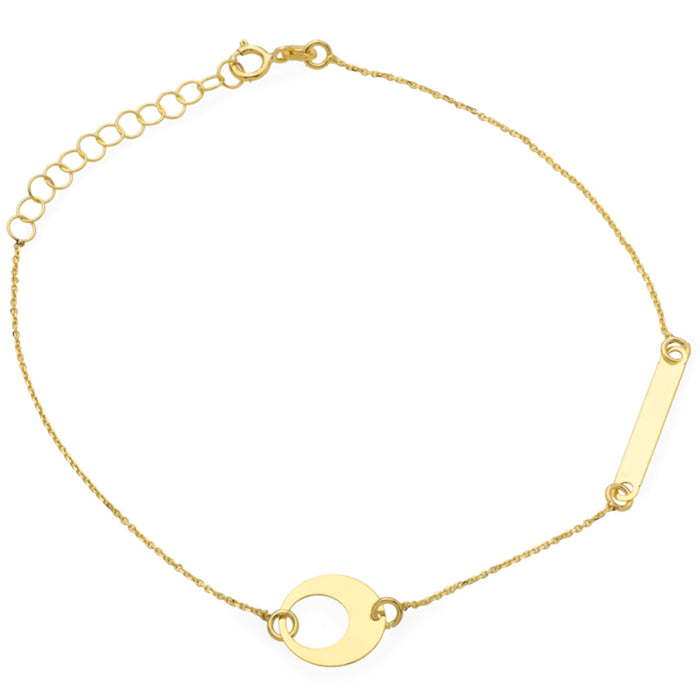 Bratara Lant cu Semiluna si Placuta- Aur 14k