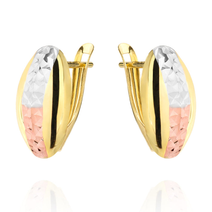 Cercei Aur 14k cu Model Roz si Alb