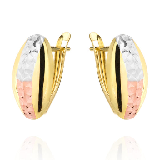 Cercei Aur 14k cu Model Roz si Alb