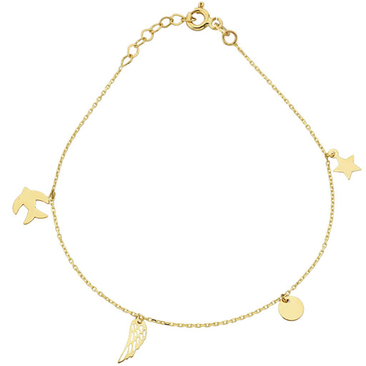 Bratara Lant cu Randunica, Banut, Stea si Aripa Inger- Aur 14k