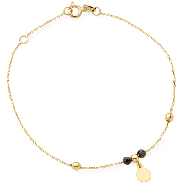 Bratara Lant cu Banut si Pietre Negre- Aur 14k