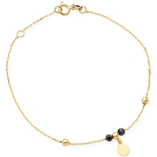 Bratara Lant cu Banut si Pietre Negre- Aur 14k