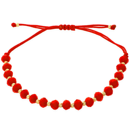 Bratara Snur Rosu Aur 14k si Bilute cu Margelute