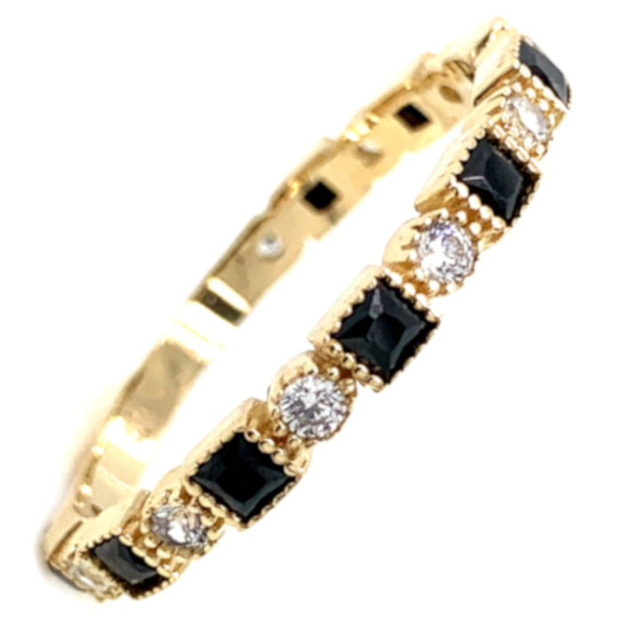 Inel Aur 14k cu Zirconii Albe si Negre