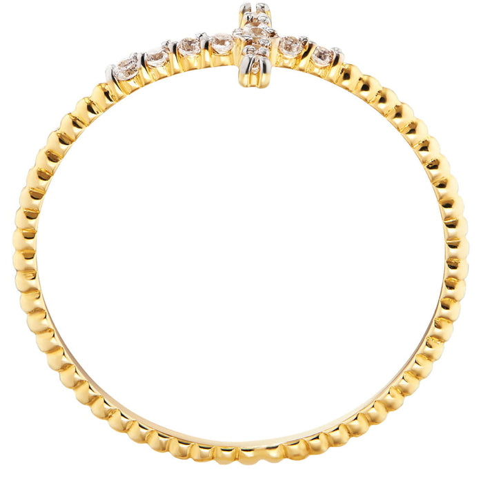 Inel Aur 14k Impletit cu Cruce si Zirconii Albe