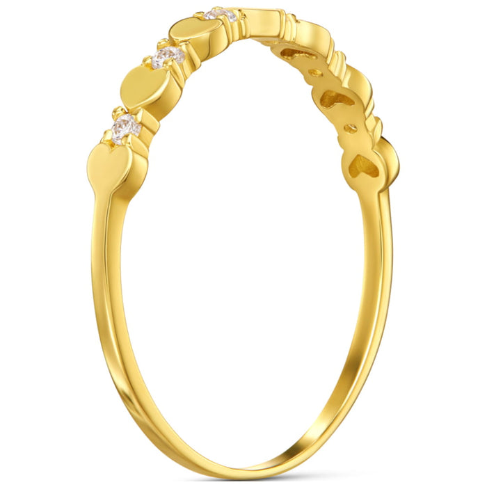 Inel Aur 14k cu Inimioare si Zirconii Cubice