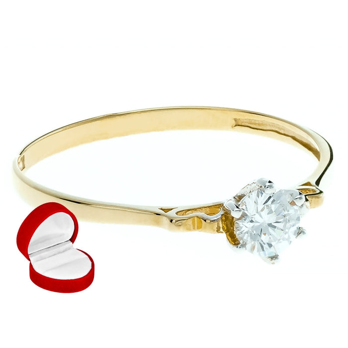 Inel Aur 8K cu Zirconiu în Formă de Inimă