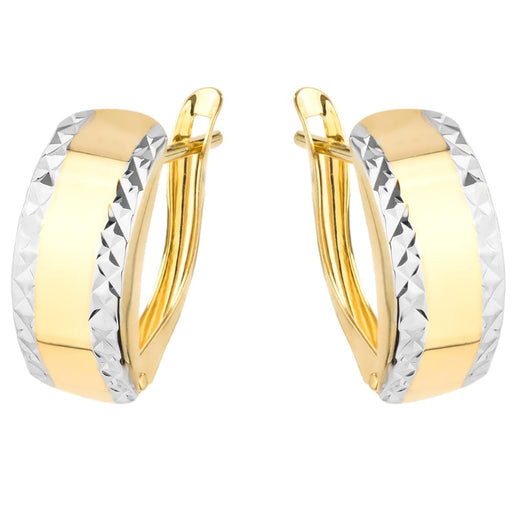 Cercei Din Aur În Două Culori, Cu Margini Fațetate Strălucitoare