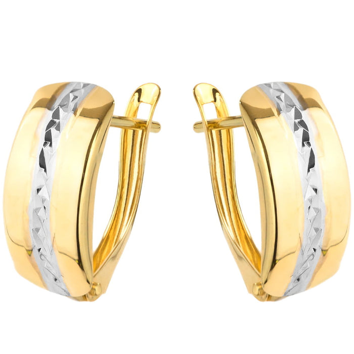 Cercei Din Aur Bicolor Texturați Rotunjiți