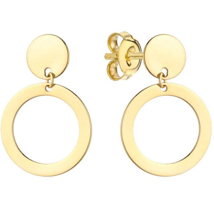 Cercei Din Aur Galben 14K Cu Două Cercuri