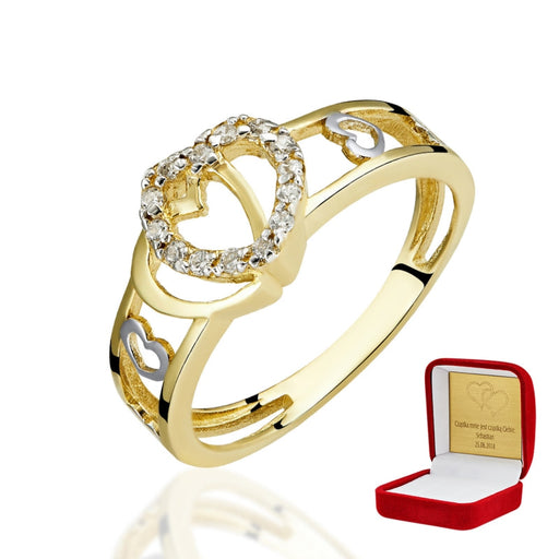 Inel Aur 8K Două Inimi cu Zirconiu