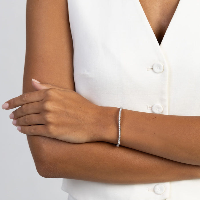 Bratara Aur 14K cu Diamante de Laborator 1.98 ct - Alb