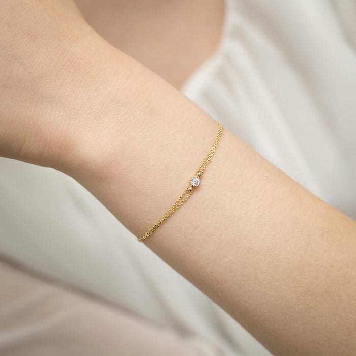 Bratara Aur 14 K cu Diamant 0.10 ct - Galben