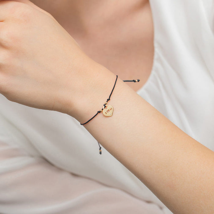 Bratara Inima snur Aur 14K cu Diamant 0.005 ct - Galben