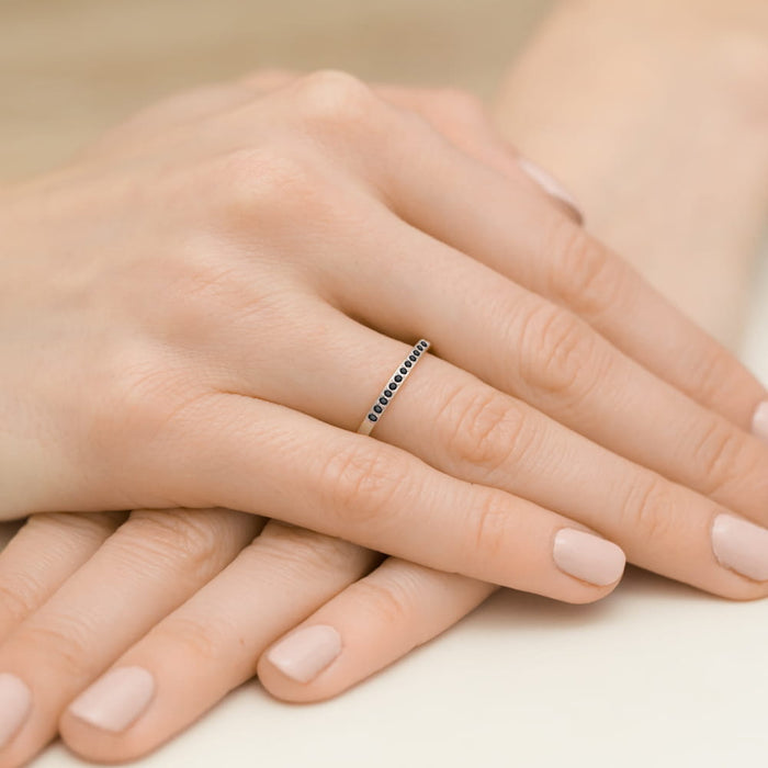 Inel Aur 14K cu Diamante Naturale Negre 0.09 ct