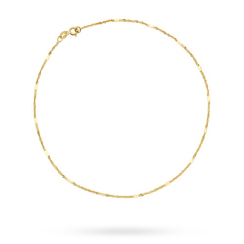 Brățară de Picior din Aur cu Împletitură Singapore și Plăcuță