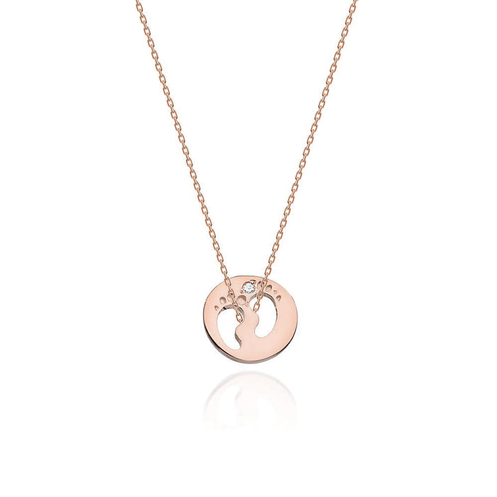 Colier Picioruse Aur 14k cu Diamante 0.005 ct - Roz