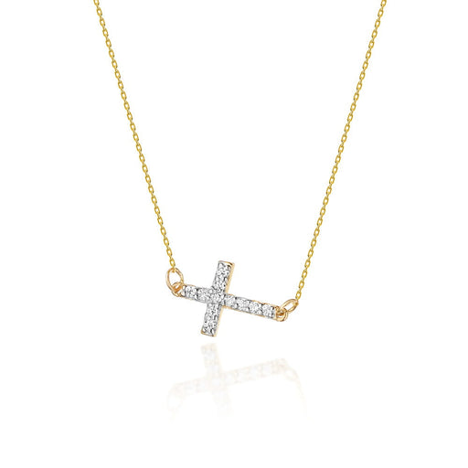 Colier Cruciulita Aur 14k cu Diamante 0.06 ct - Galben