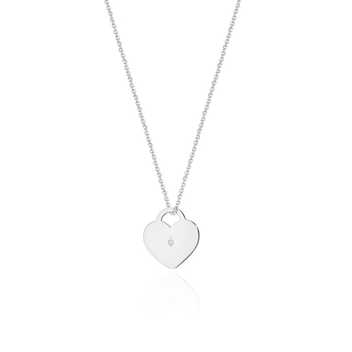 Colier Inima Aur 14k cu Diamante 0.005 ct - Alb