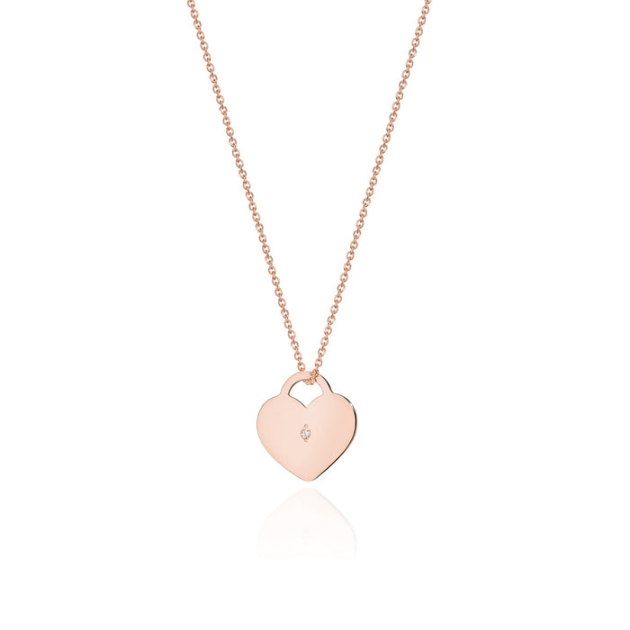 Colier Inima Aur 14k cu Diamante 0.005 ct - Roz