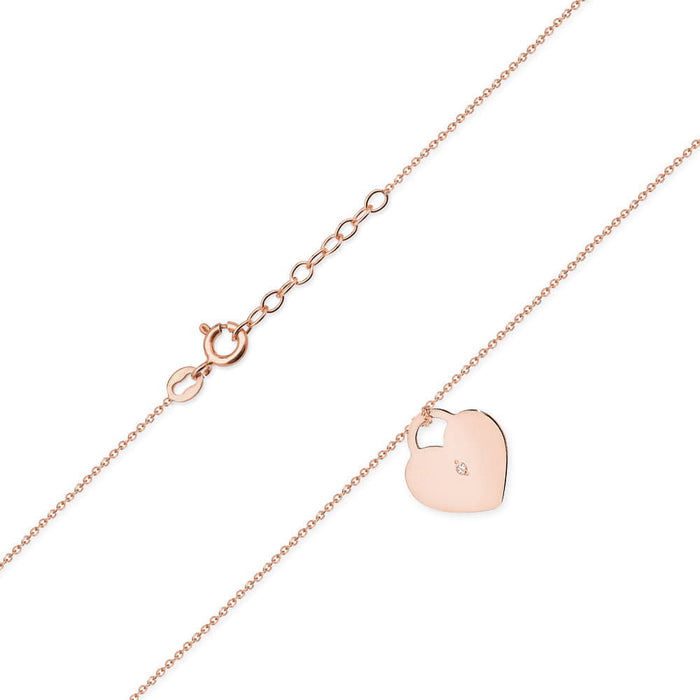 Colier Inima Aur 14k cu Diamante 0.005 ct - Roz