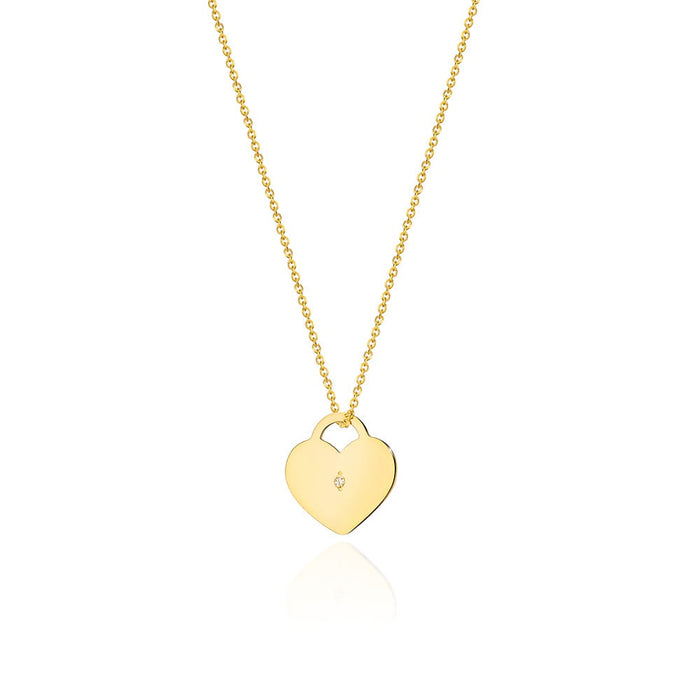 Colier Inima Aur 14k cu Diamante 0.005 ct - Galben