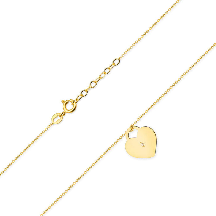 Colier Inima Aur 14k cu Diamante 0.005 ct - Galben