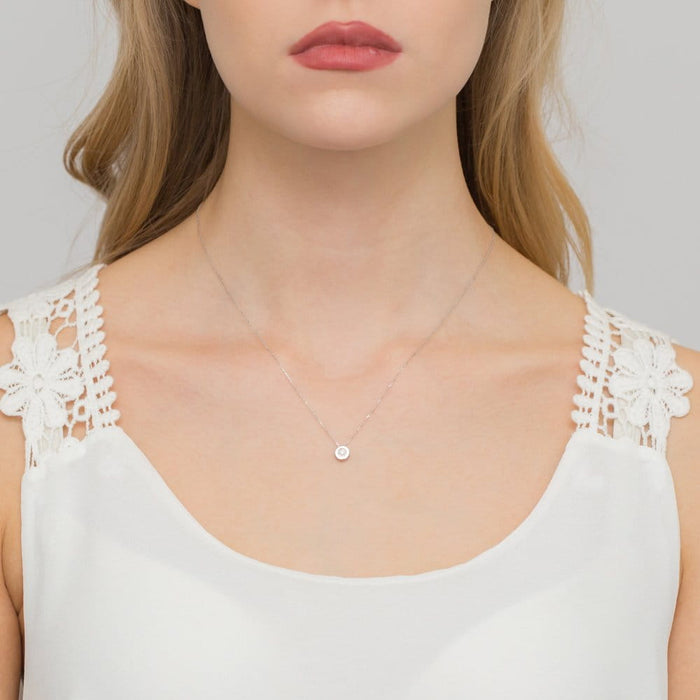 Colier Aur 14k cu Diamante 0.08 ct - Alb