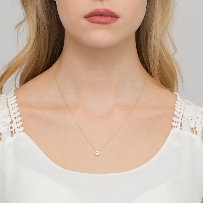 Colier Aur 14k cu Diamante 0.08 ct - Galben