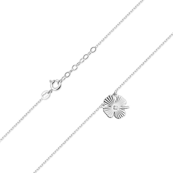 Colier Trifoi Aur 14k cu Diamante 0.005 ct - Alb