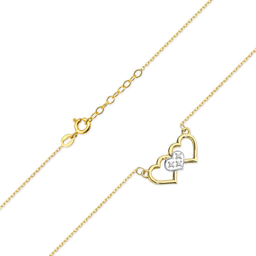 Colier Inimi Aur 14k cu Diamante 0.015 ct - Galben