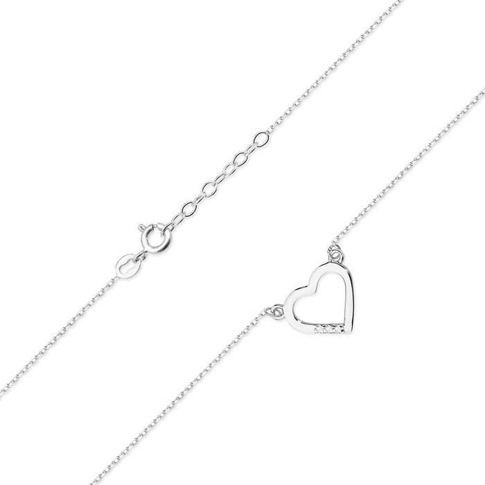 Colier Inima Aur 14 K cu Diamante 0.015 ct - Alb