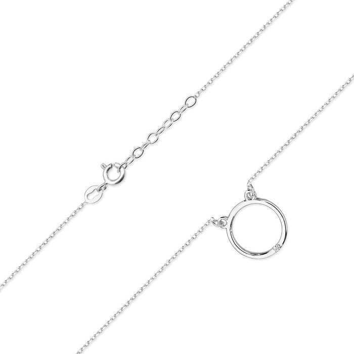 Colier Cerc Aur 14 K cu Diamante 0.01 ct - Alb