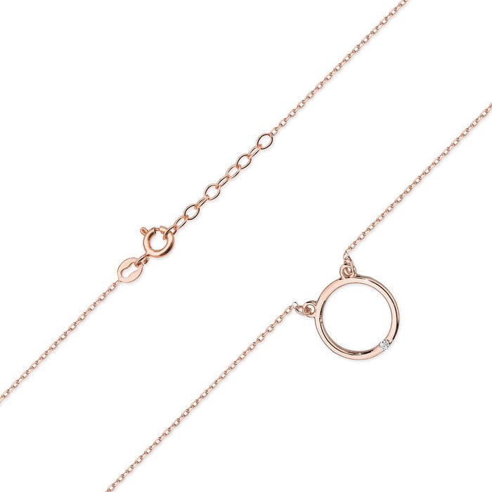 Colier Cerc Aur 14 K cu Diamante 0.01 ct - Roz