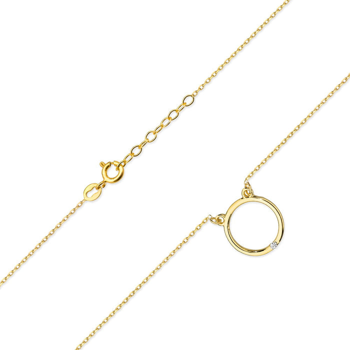 Colier Cerc Aur 14 K cu Diamante 0.01 ct - Galben