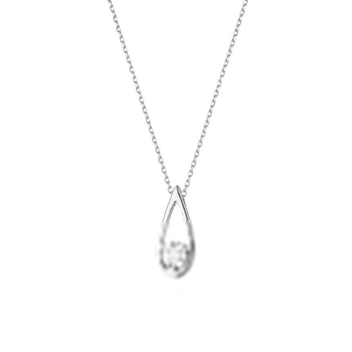 Colier Aur 14 K cu Diamante 0.08 ct - Alb