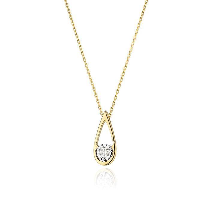 Colier Aur 14 K cu Diamante 0.08 ct - Galben