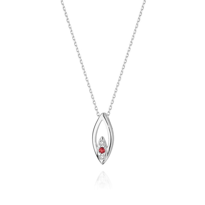 Colier Aur 14k cu Rubin 0.05 ct si Diamante 0.03 ct - Alb