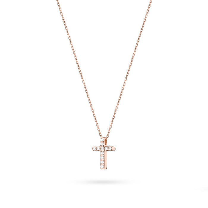 Colier Cruce Aur 14k cu Diamante Naturale 0.06 ct