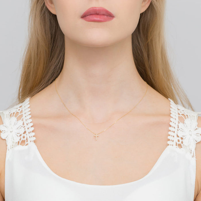 Colier Aur 14K cu Diamante Naturale 0.06 ct