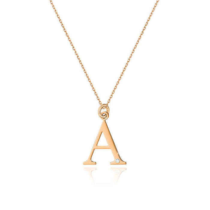 Image for Colier cu pandantiv litera A din Aur 14K cu Diamant 0.005 ct