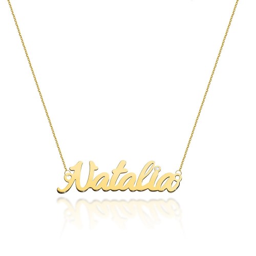 COLIER CU NUME NATALIA DIN AUR 14K CU Diamant Natural 0.005 CT