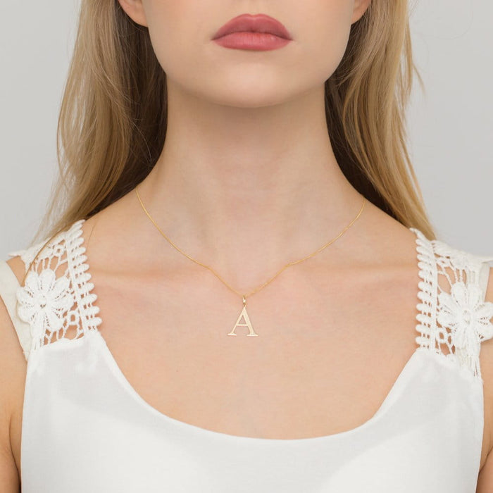 COLIER CU PANDANTIV LITERA A DIN AUR 14K CU Diamant Natural 0.005 CT