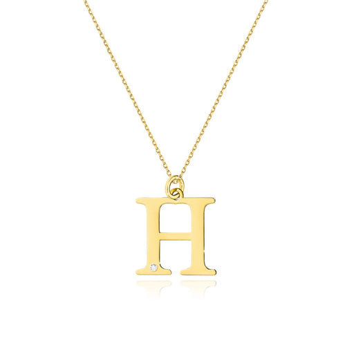 COLIER CU PANDANTIV LITERA H DIN AUR 14K CU Diamant Natural 0.005 CT